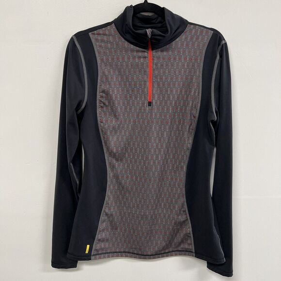 Lolë Women’s 1/4 Zip Pullover Top L Black Gray Red Stretch Lightweight Running - Picture 1 of 14